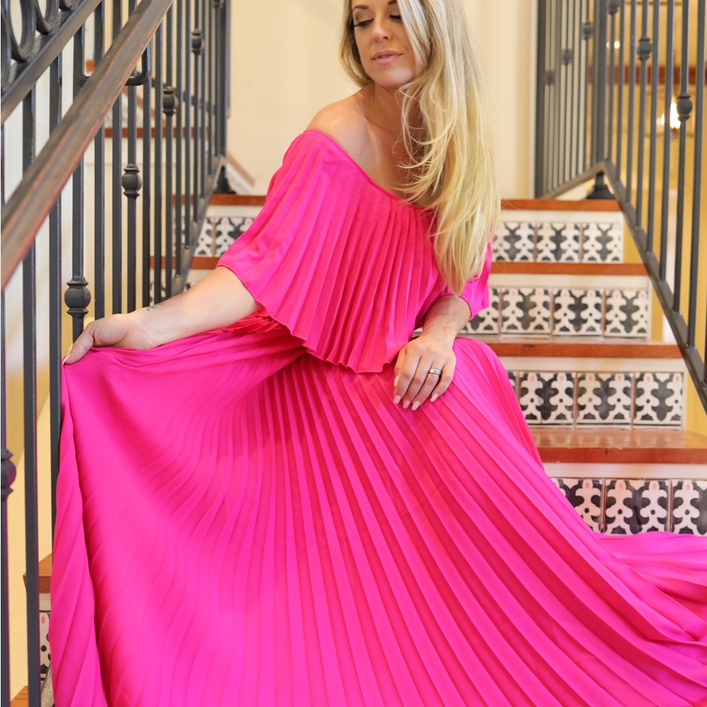 Pink Maxi Dress Off Shoulder
